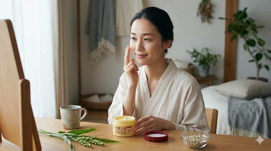 イボンヌでスキンケアする女性
